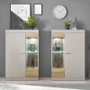 Highboard Vitrinen Set in Hellgrau - Lioscas (zweiteilig)