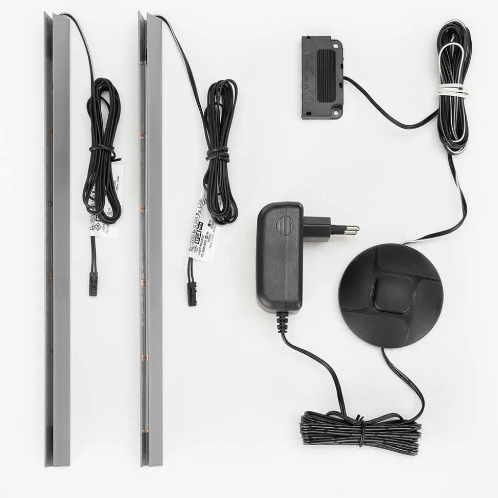 Highboard Vitrinen Set in Hellgrau - Lioscas (zweiteilig)