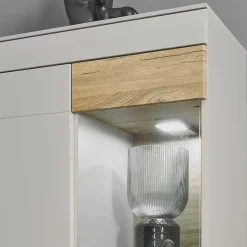 Highboard Vitrinen Set in Hellgrau - Lioscas (zweiteilig)