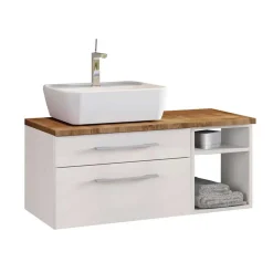 Hänge-Badmöbel in Weiß Wildeiche - Enwicos (dreiteilig)