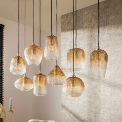 Hängeleuchte aus getöntem Glas in Bernstein - Gestina