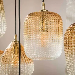 Hängeleuchte aus getöntem Glas in Bernstein - Gestina