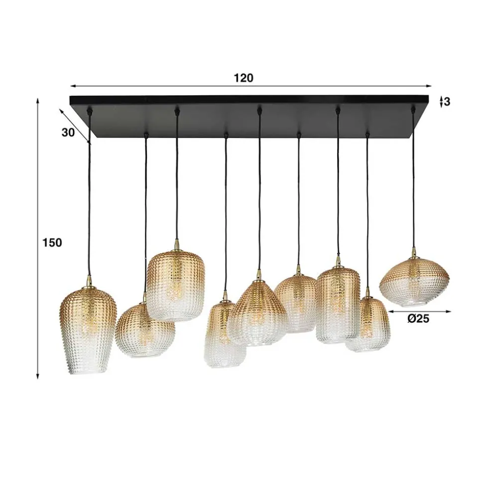 Hängeleuchte aus getöntem Glas in Bernstein - Gestina