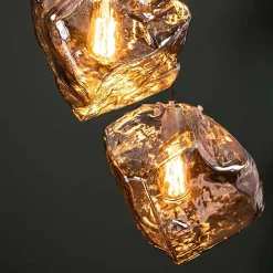 Hängeleuchte mit drei Glasschirmen in Stein Optik - Arescona