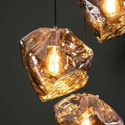 Hängeleuchte mit drei Glasschirmen in Stein Optik - Arescona