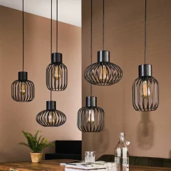 Hängeleuchte mit sechs Drahtschirmen - Dobe