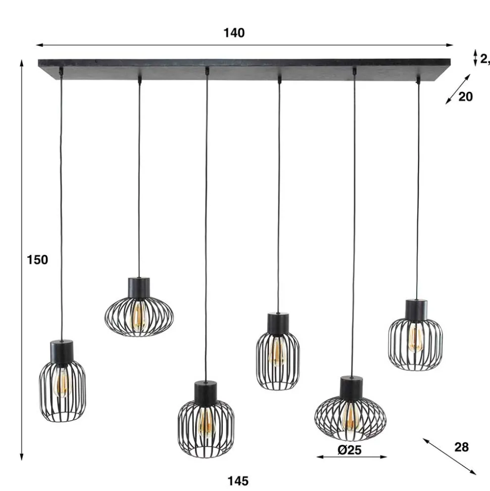 Hängeleuchte mit sechs Drahtschirmen - Dobe