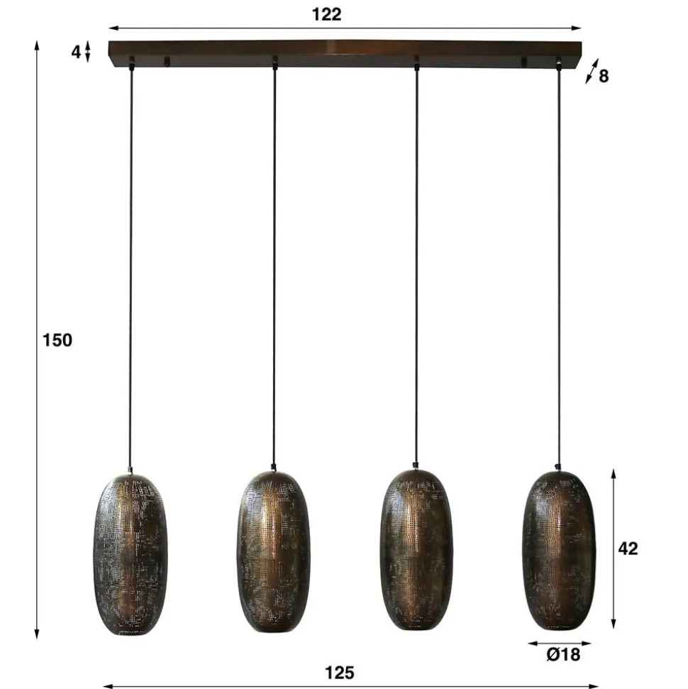Hängeleuchte mit vier Metallschirmen - Musashi