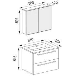 Hängende Badeinrichtung in Schwarz - Gloriella (dreiteilig)