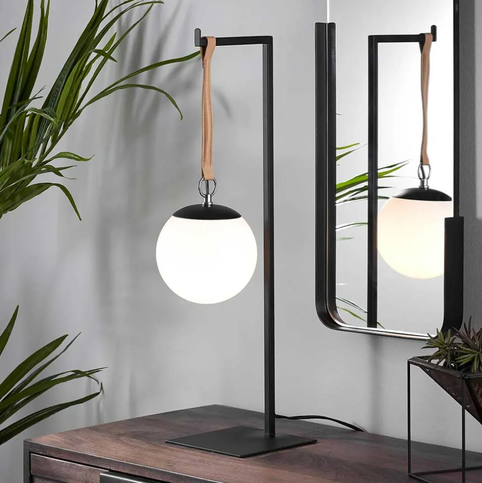 Hängende Tischlampe in Weiß Glas Kugelschirm - Nelson