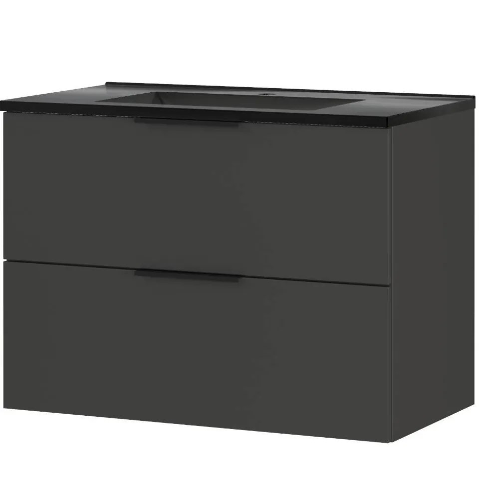 Hängender Bad-Waschtisch in Dunkelgrau - Fanito