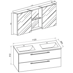 Hängender Doppel-Waschplatz Set - Vinkoja (zweiteilig)
