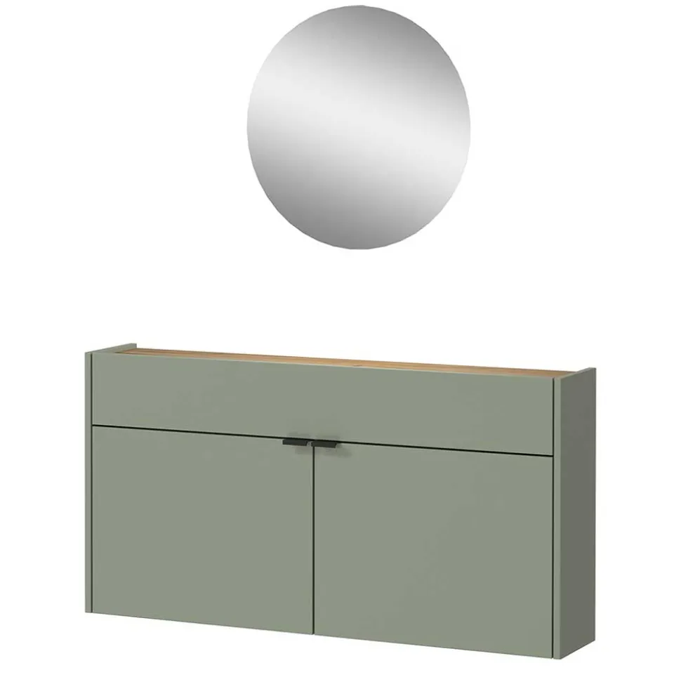 Hängender Flurschrank & runder Spiegel - Point (zweiteilig)