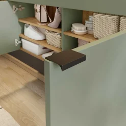 Hängender Flurschrank & runder Spiegel - Point (zweiteilig)