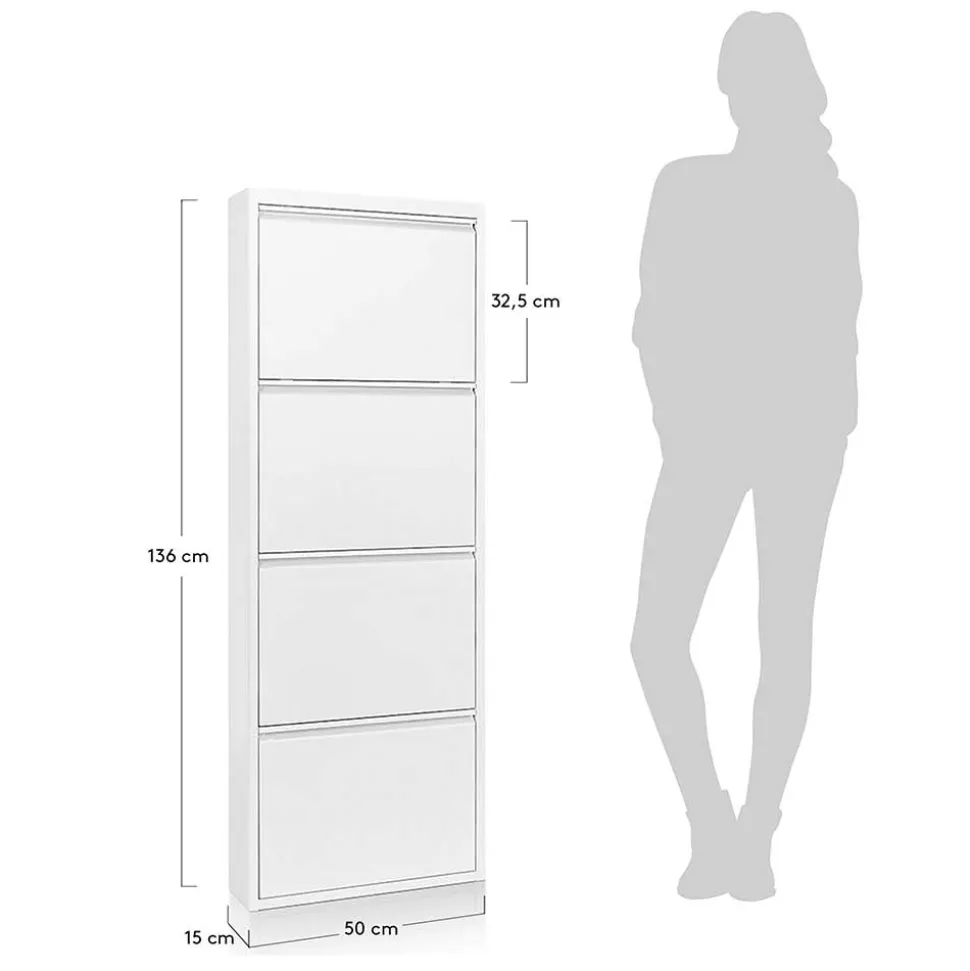 Hängender Schuhschrank Purista aus Stahl in Weiß