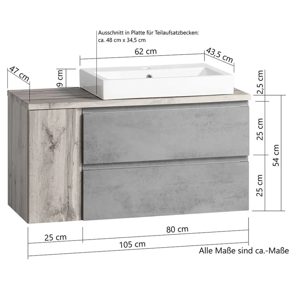 Hängender Waschplatz mit Schubladen & Tür - Jambi