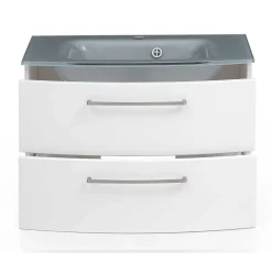 Hängender Waschtisch mit Glasbecken in Grau - Anjunica