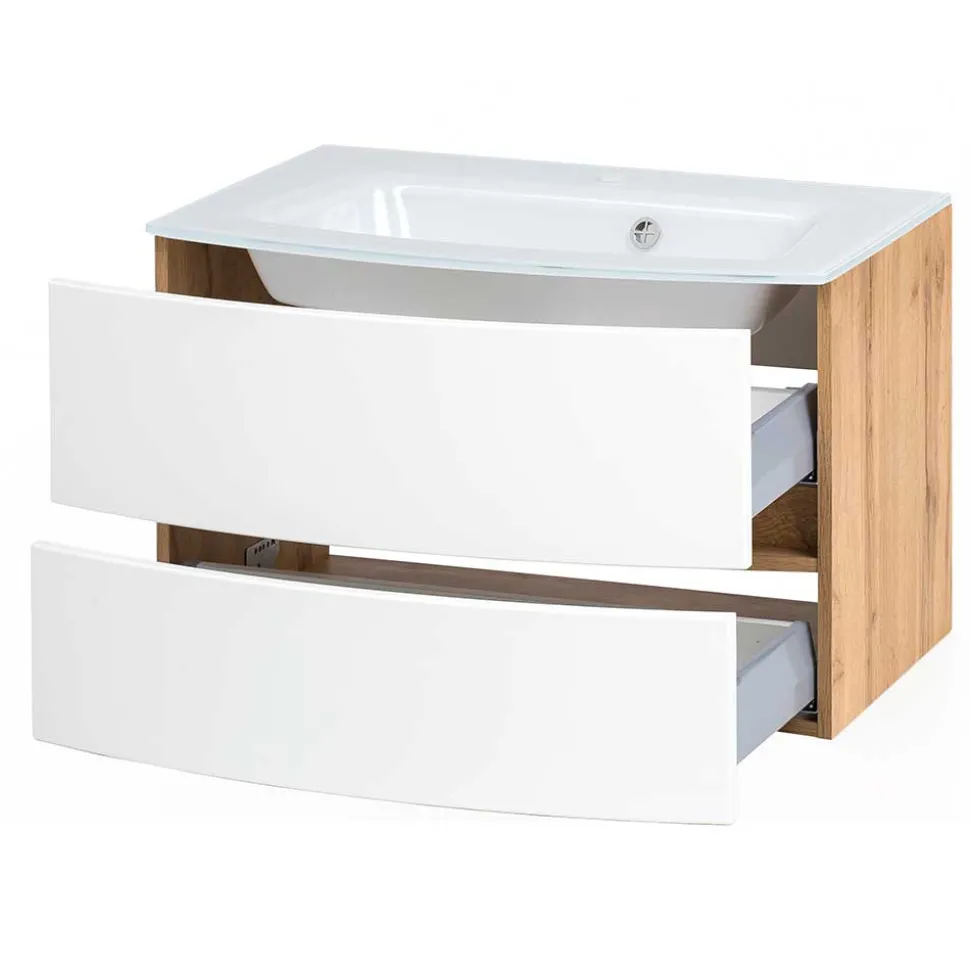 Hängender Waschtisch mit Glas Waschbecken - Neuvana