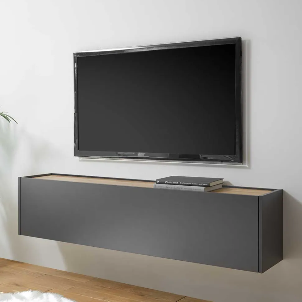 Hängendes TV Board in Anthrazit - Ahilav