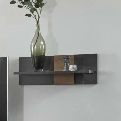 Hängeregal in Dunkelgrau Hochglanz & Eiche - Eracosta
