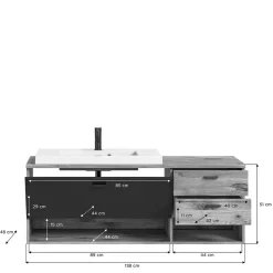Hänge-Waschbeckenschrank mit Aufsatzbecken - Steikun