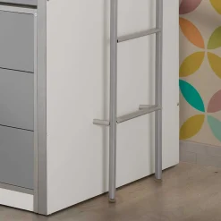 Hochbett Boro in Weiß-Grau