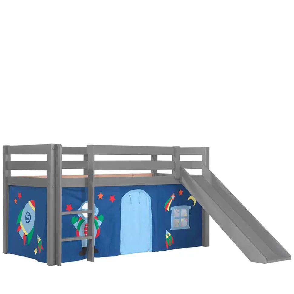 Hochbett mit Rutsche & Vorhang Weltall - Melanie