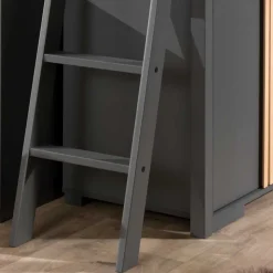 Hochbett mit Schreibtisch und Schrank - Lilova (vierteilig)