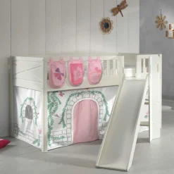 Hochbett mit schräger Rutsche Schmetterlinge und Burg - Jimm