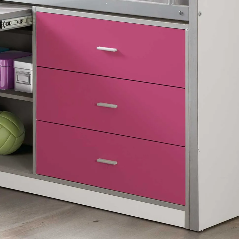 Hochbett Nina in Weiß-Pink