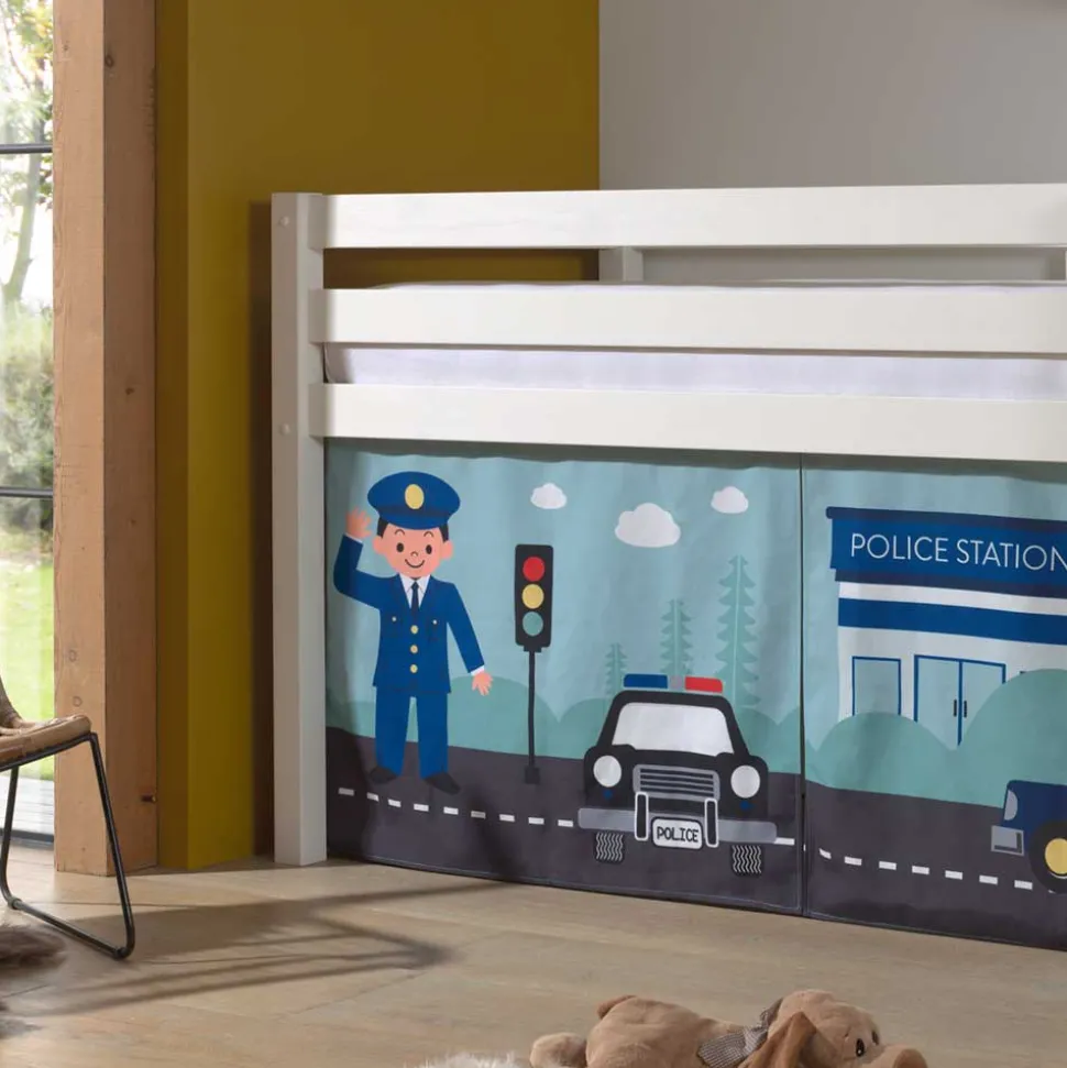 Hochbett Polizeibett in Weiß - Trian