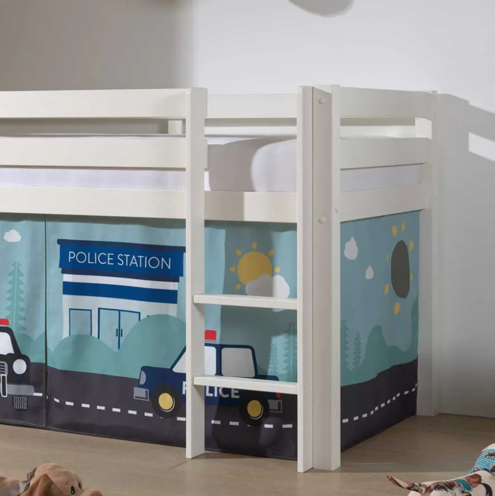 Hochbett Polizeibett in Weiß - Trian