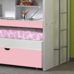 Hochbett Trio in Weiß-Rosa