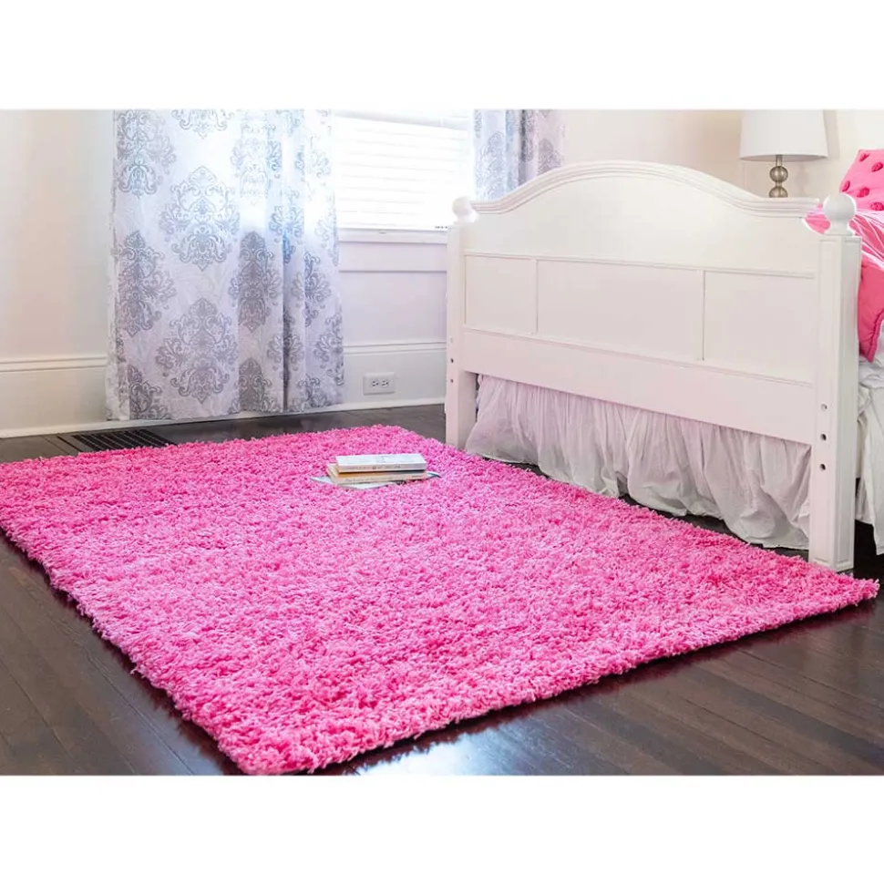 Hochflor Läufer oder Teppich in Pink - Siela