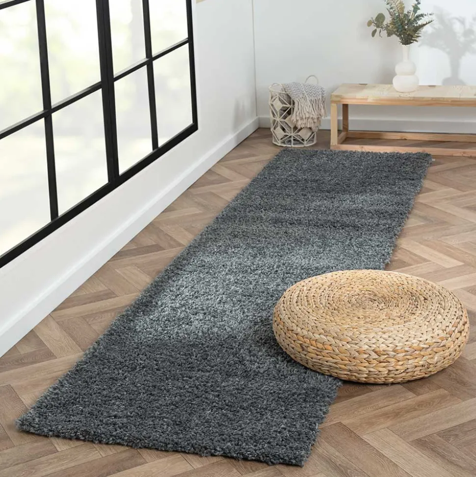 Hochflor Teppich in dunklem Grau - Bescion