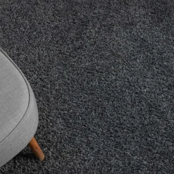 Hochflor Teppich in dunklem Grau - Bescion