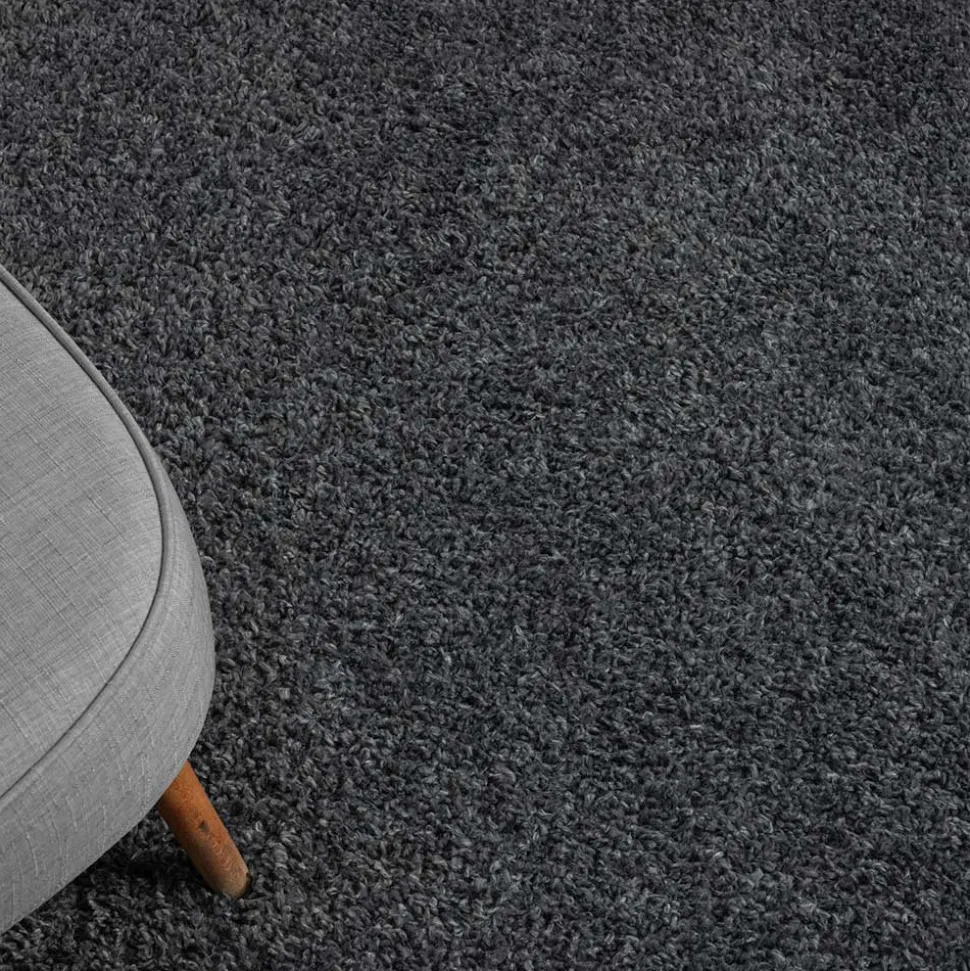 Hochflor Teppich in dunklem Grau - Bescion