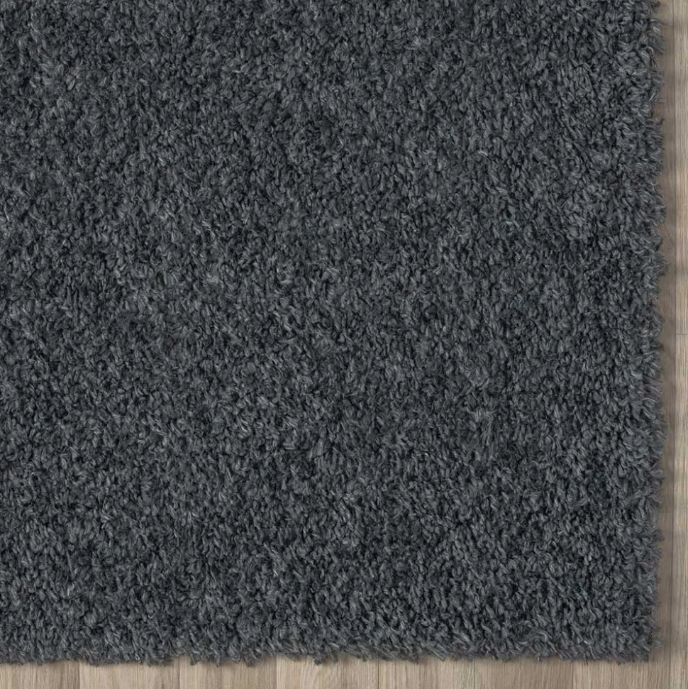 Hochflor Teppich in dunklem Grau - Bescion