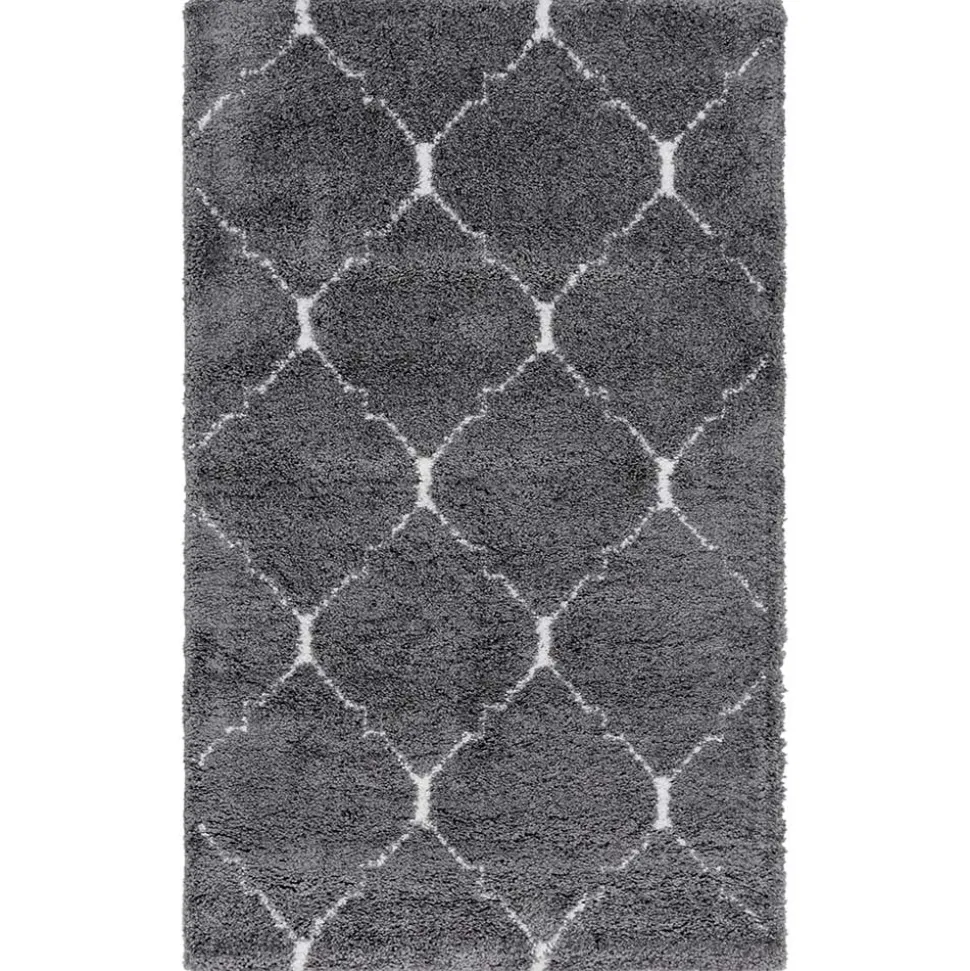 Hochflor Teppich in Grau und Creme - Ilena