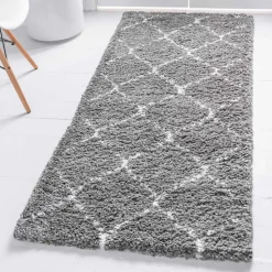 Hochflor Teppich in Grau und Creme - Ilena