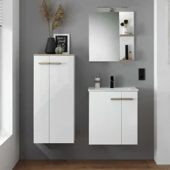 Hochglanz Badeinrichtung in Weiß - Vauflos (dreiteilig)