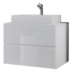 Hochglanz Badezimmermöbel Set in Weiß - Hillary (vierteilig)