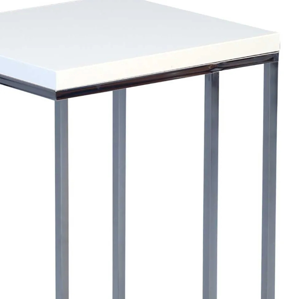 Hochglanz Beistelltisch in Weiß Samanta mit verchromtem Metallgestell