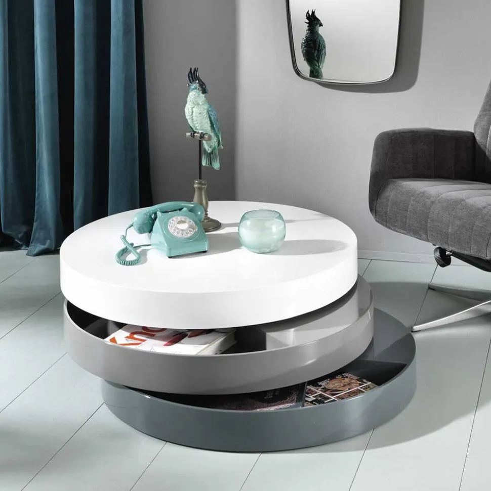 Hochglanz Design Wohnzimmertisch drehbar - Tulima