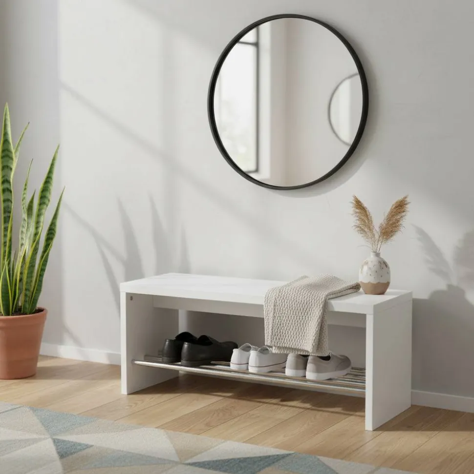 Hochglanz Garderobenbank Ice mit Schuhablage