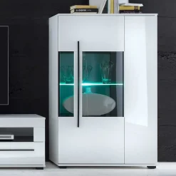 Hochglanz Highboard Jetongos in Weiß Glas