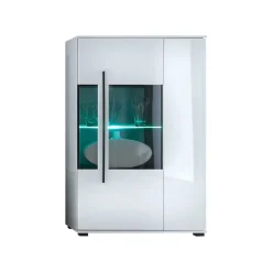 Hochglanz Highboard Jetongos in Weiß Glas