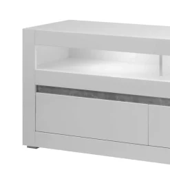 Hochglanz Lowboard fürs TV in Weiß Mextra mit 3 Schubladen