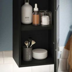 Hochglanz Oberschrank fürs Bad in Schwarz - Culina