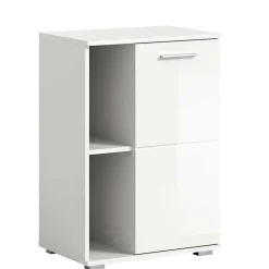 Hochglanz Schuhkommode in Weiß - 2 Fächer & Tür - Rugova